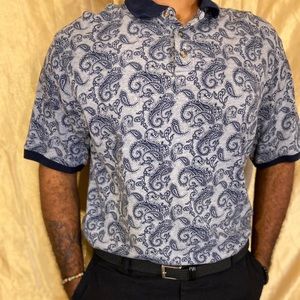 Grey and blue polo shirt